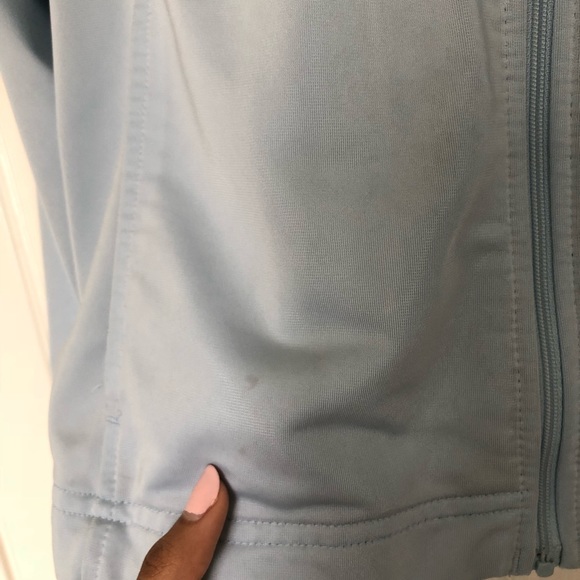 Adidas Vintage Track Suit Baby Blue 3 Stripe Warm Up Jacket - Picture 4 of 8